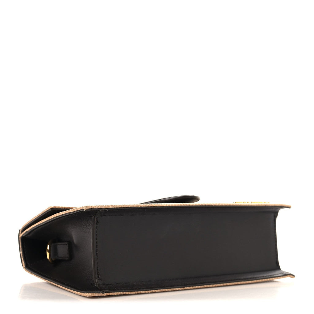 Raffia Smooth Calfskin Le Grand Bambino Natural Dark Brown