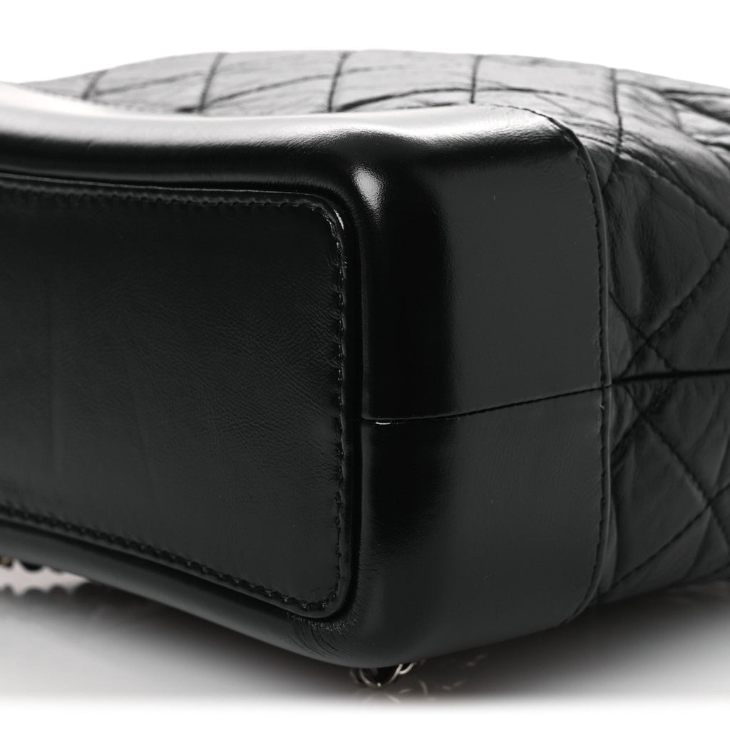 Aged Calfskin Quilted Small Gabrielle Backpack Black