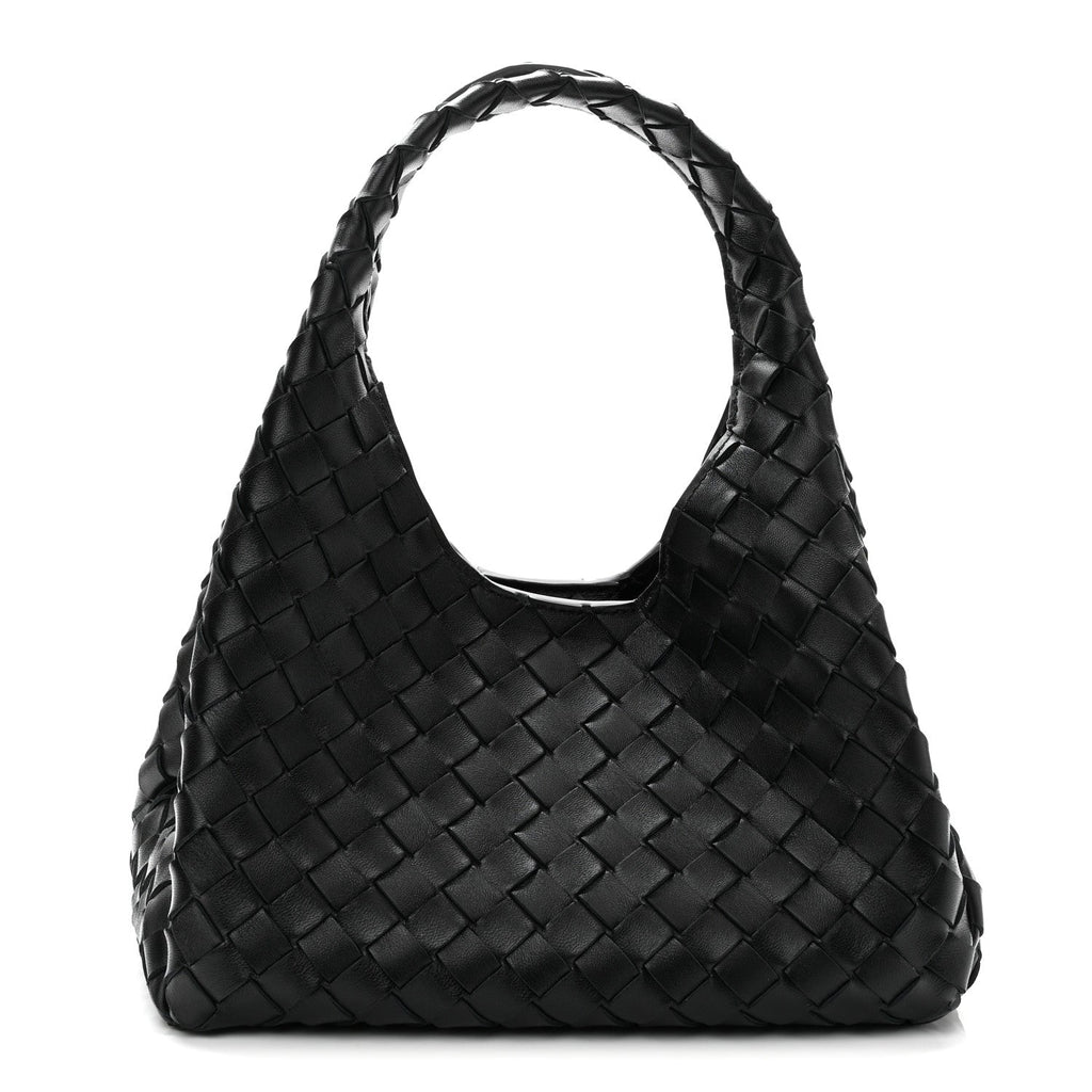 Nappa Intrecciato Small Campana Shoulder Bag Black