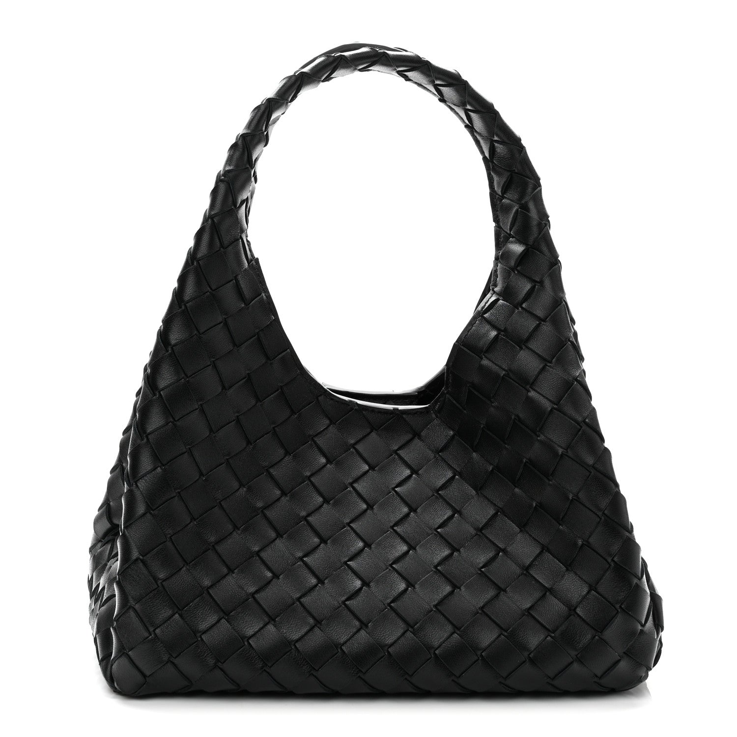 Nappa Intrecciato Small Campana Shoulder Bag Black