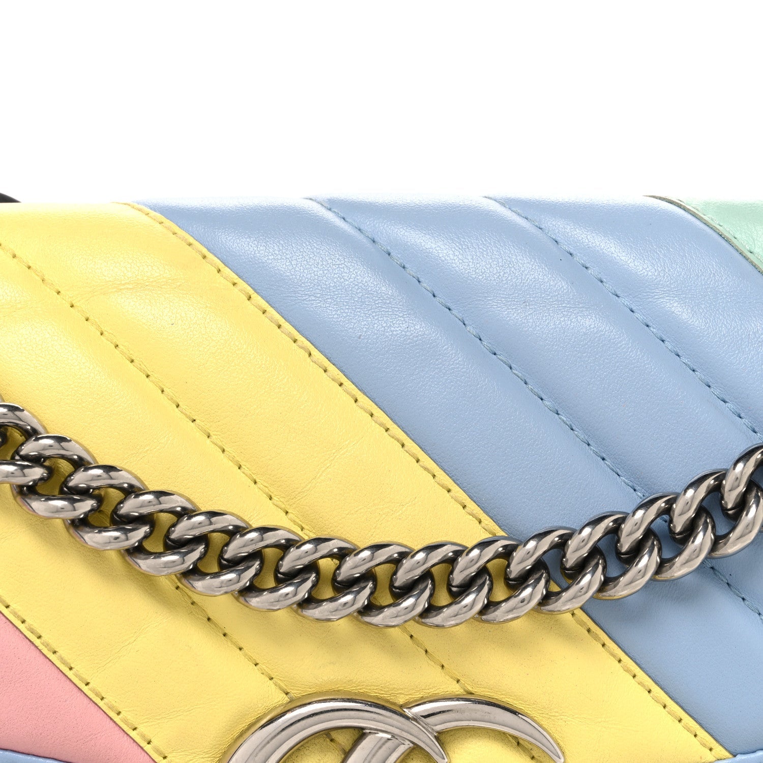 Calfskin Matelasse Diagonal Small GG Marmont Shoulder Bag Multicolor Pastel