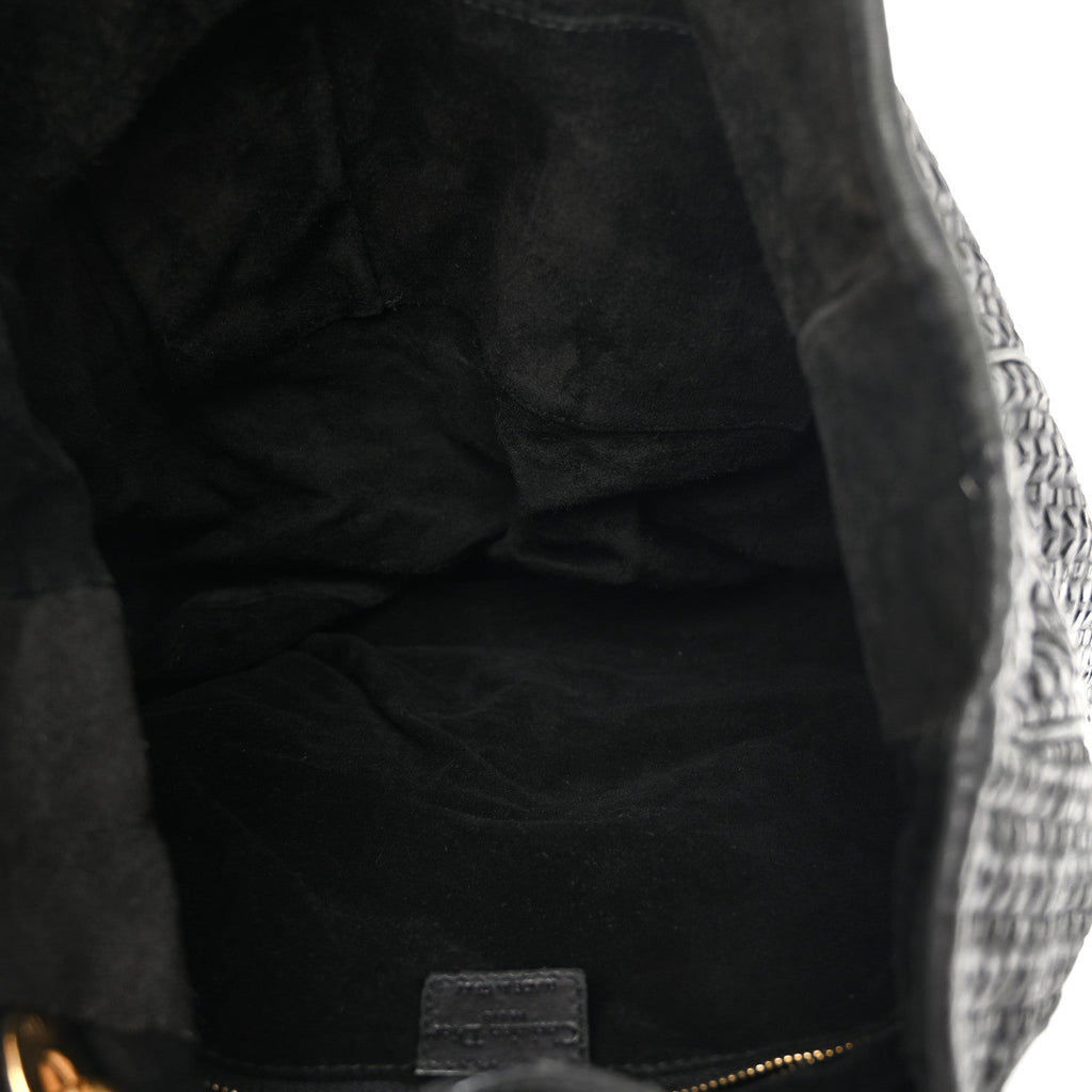 Lambskin Woven Dior Soft Shopping Tote Black