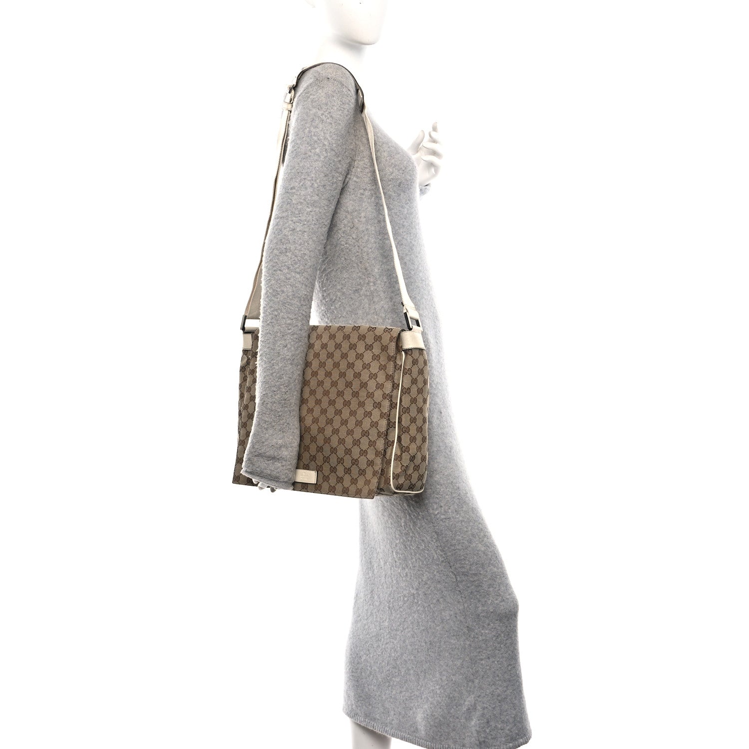 GG Monogram Medium Flap Messenger Bag Beige