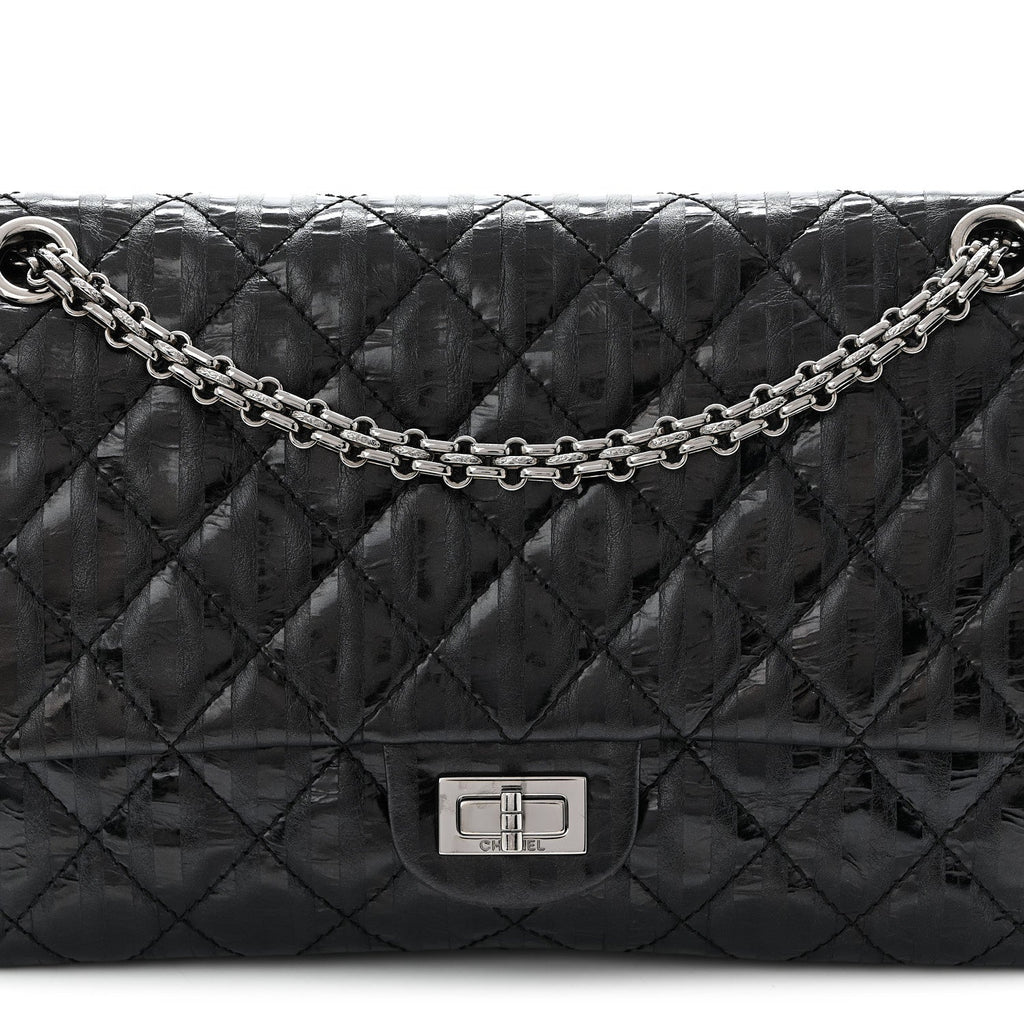 Metallic Calfskin Striped 2.55 Reissue 226 Flap Black
