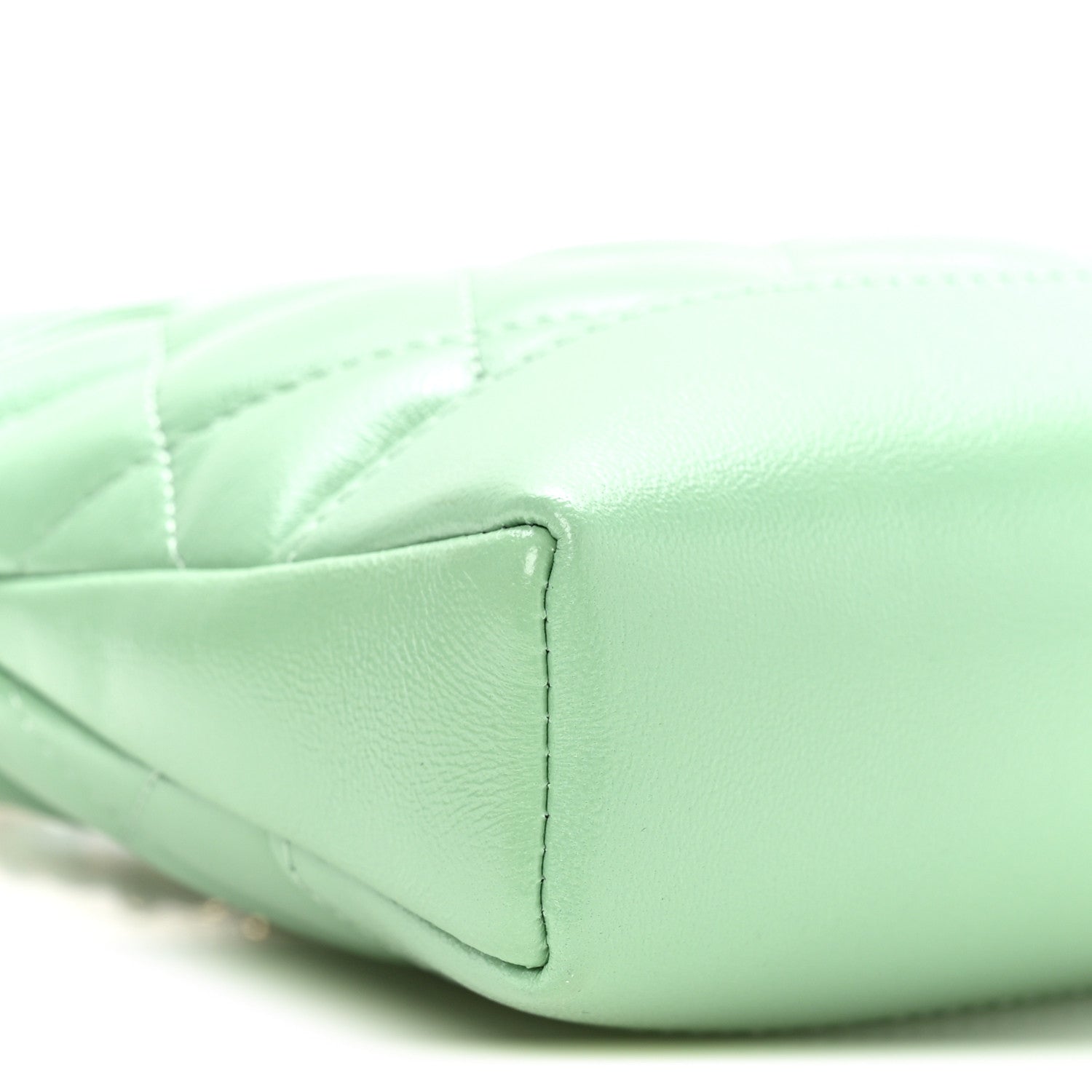 Shiny Crumpled Calfskin Quilted Nano 31 Shopping Bag Light Green