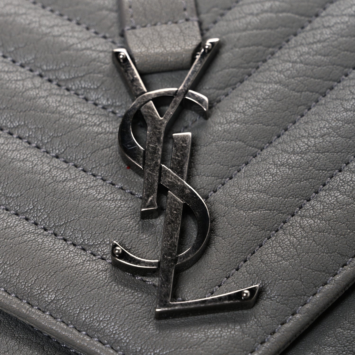 Sheepskin Matelasse Chevron Monogram Medium College Bag New Stone Grey
