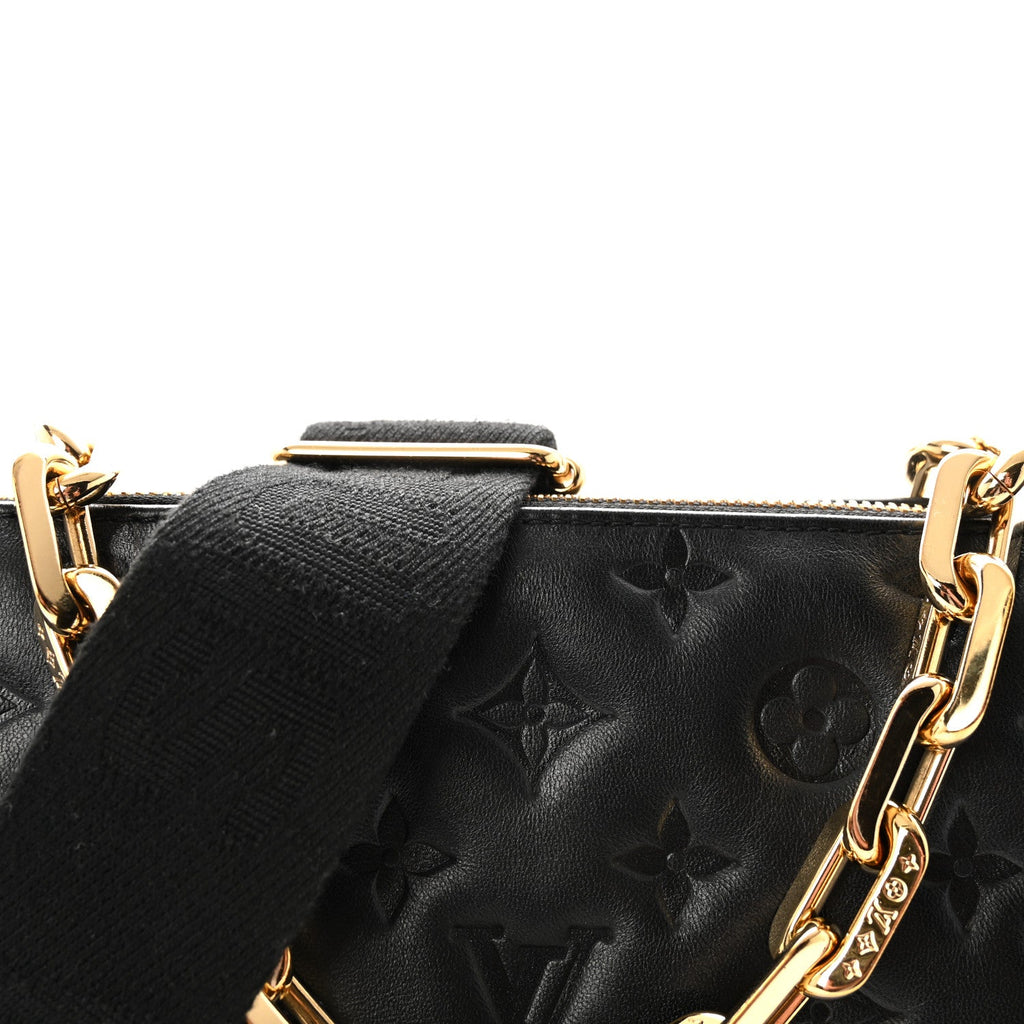Lambskin Embossed Monogram Coussin PM Black