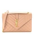 Grain De Poudre Textured Mixed Matelasse Medium Triquilt Monogram Satchel New Nude