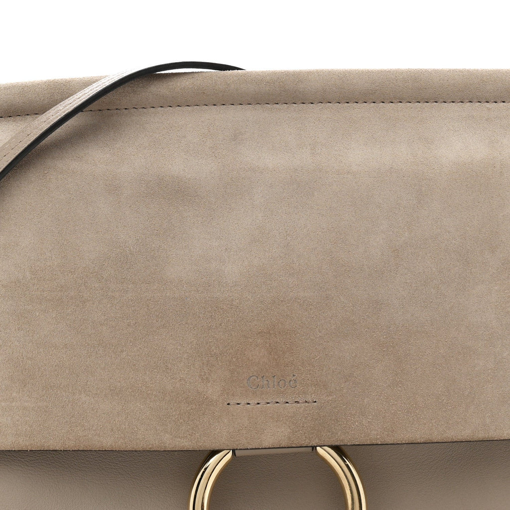 Calfskin Suede Medium Faye Shoulder Bag Motty Grey