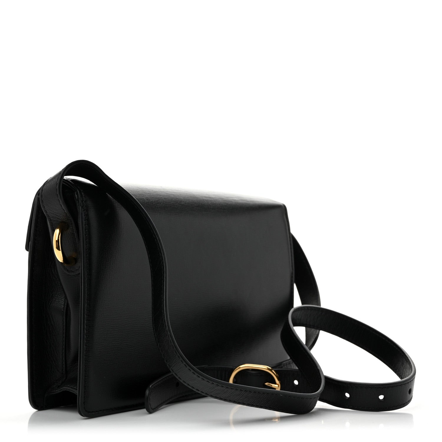 Textured Calfskin Small Torchon GG Ring Shoulder Bag Black