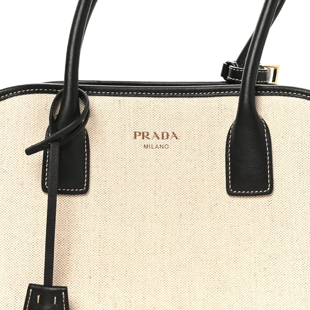 Linen Shopping Tote Natural Black