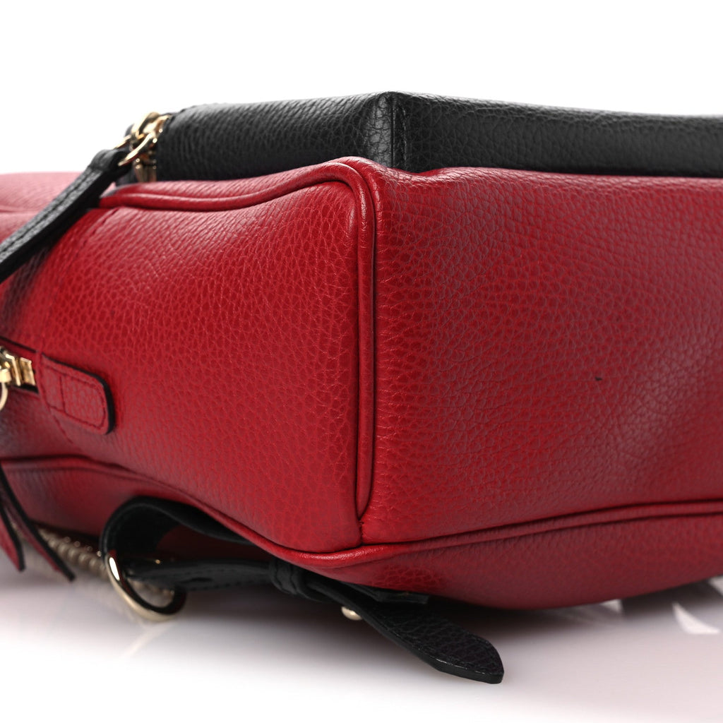 Pebbled Calfskin Bi-Color Soho Chain Backpack Red Navy