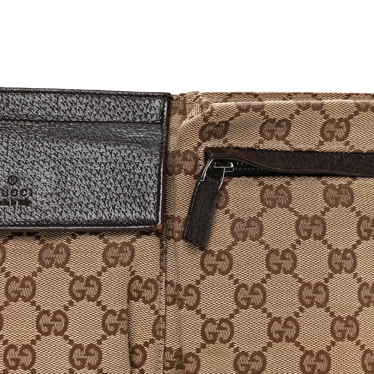 GG Monogram Double Pocket Belt Bag Dark Brown