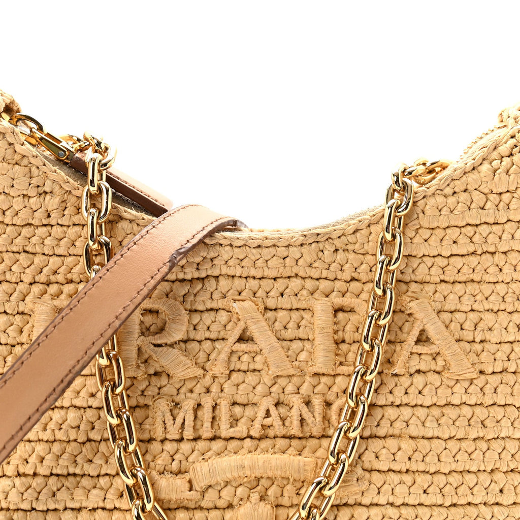 Yarn Raffia Effect Crochet Mini Re-Edition 2000 Shoulder Bag Naturale
