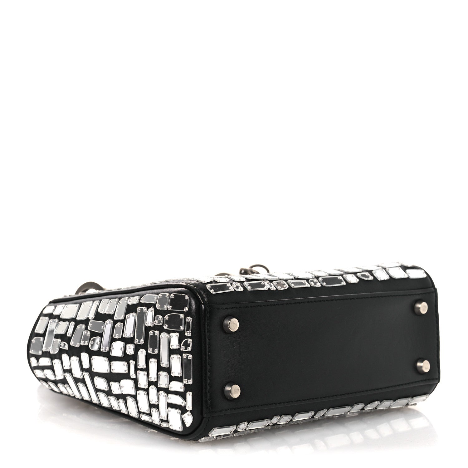 Smooth Calfskin Embroidered Mini Mosaic of Mirrors Lady Dior Black