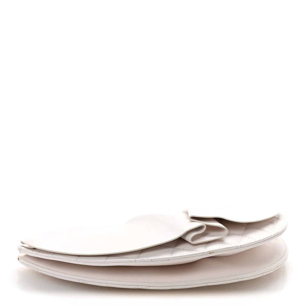 Lambskin Quilted Wave Clutch White