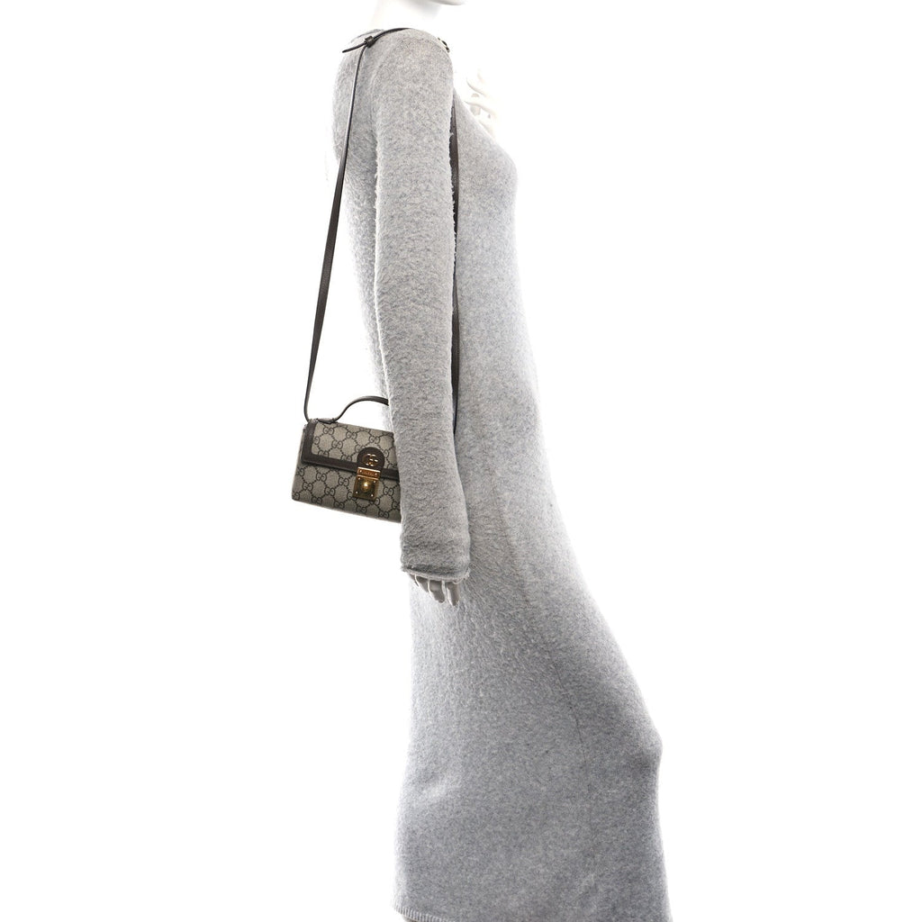 GG Supreme Monogram Calfskin Mini Ophidia Top Handle Bag Beige Ebony New Acero