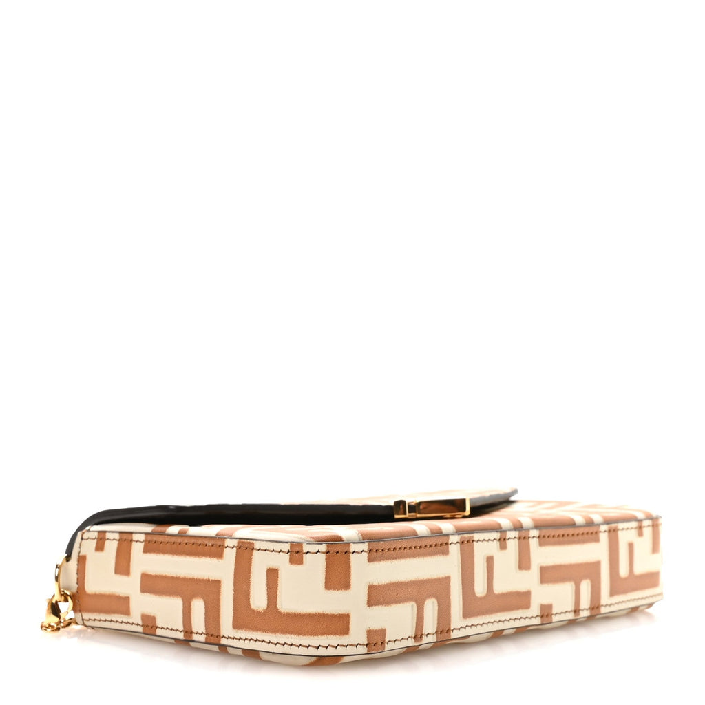 Calfskin FF Diamonds Wallet On Chain Camellia Caramel