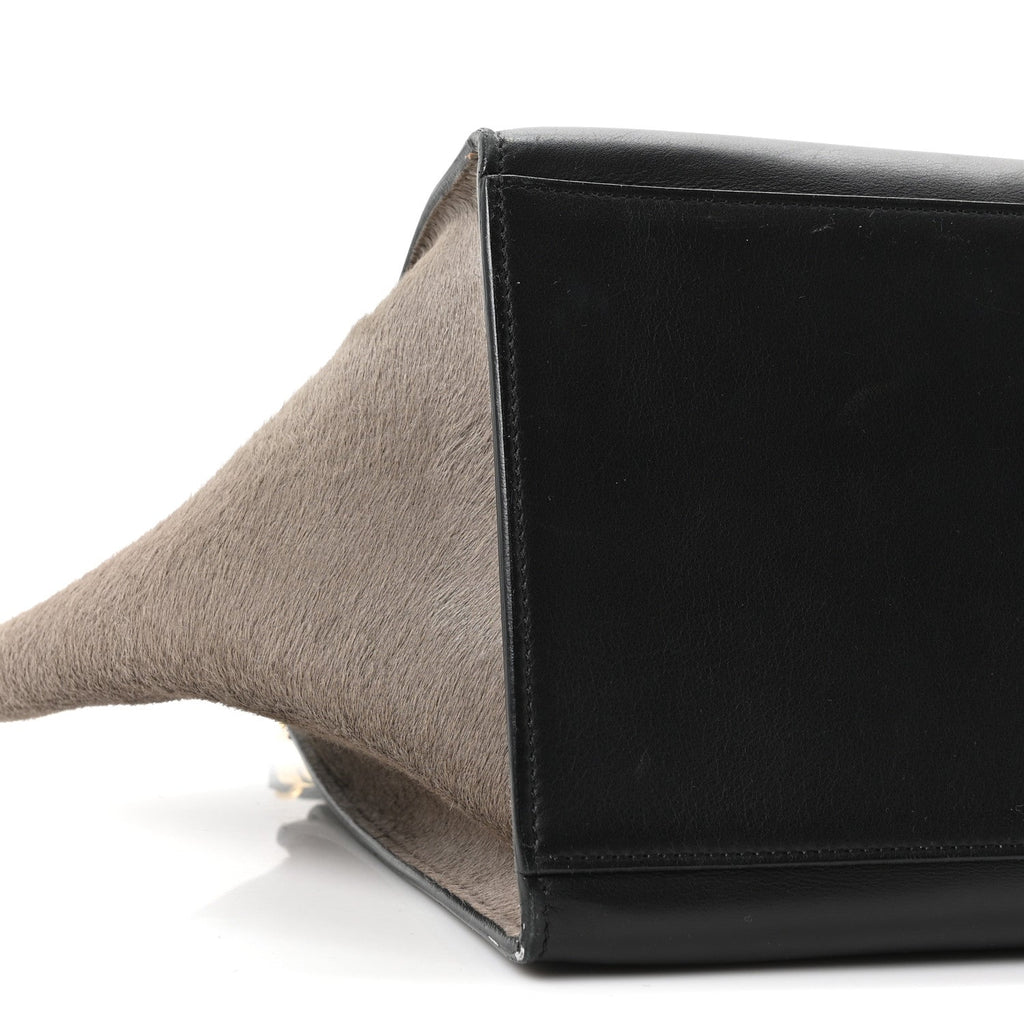 Pony Hair Smooth Calfskin Tri-Color Medium Trapeze Blue Taupe Black