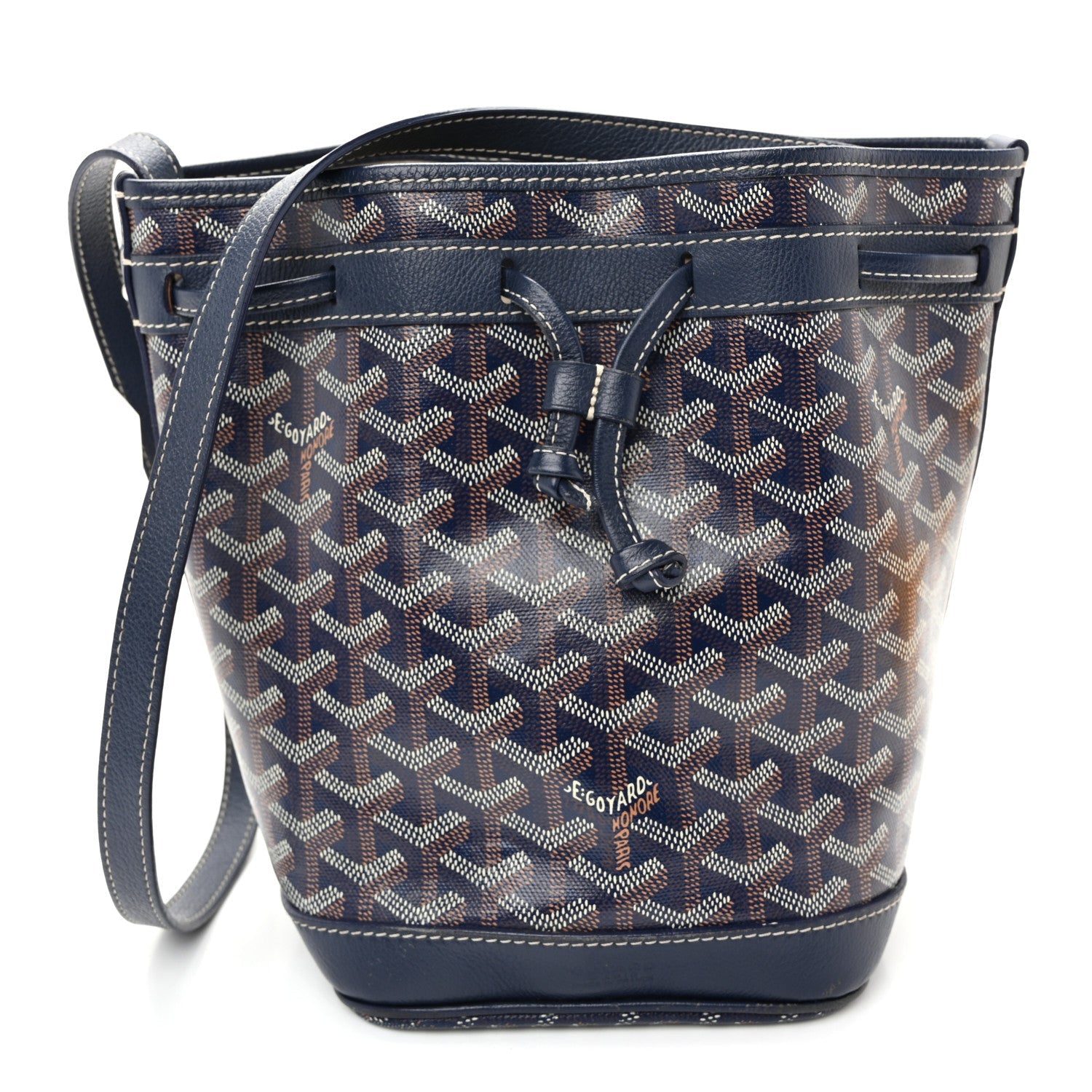 Goyardine Petit Flot Bucket Bag PM Navy
