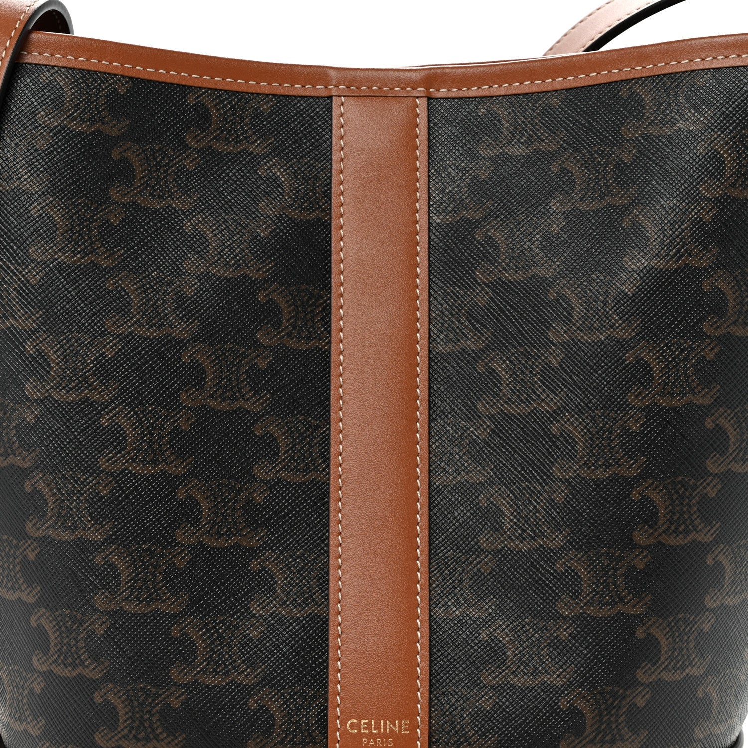 Triomphe Canvas Calfskin Small Bucket Bag Tan Tan