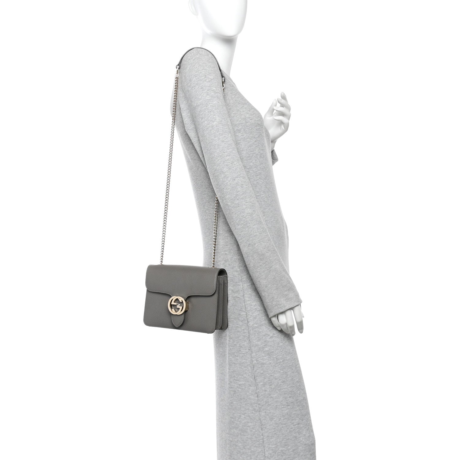 Dollar Calfskin Small Interlocking G Shoulder Bag Loess
