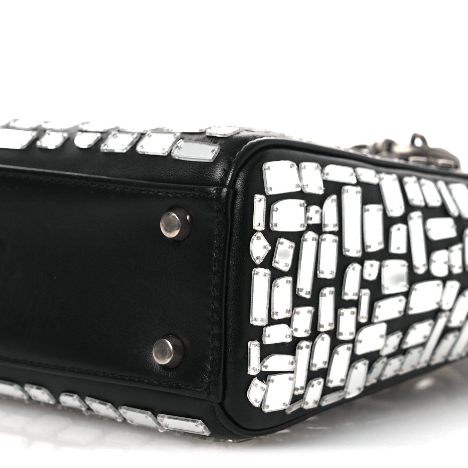 Smooth Calfskin Embroidered Mini Mosaic of Mirrors Lady Dior Black