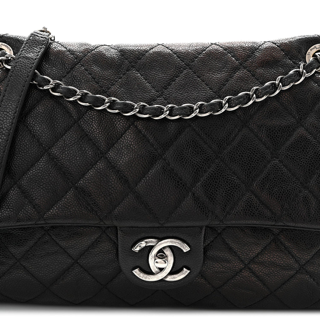 Caviar Quilted Jumbo Easy Flap Black