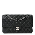 Caviar Quilted Medium Double Flap Black