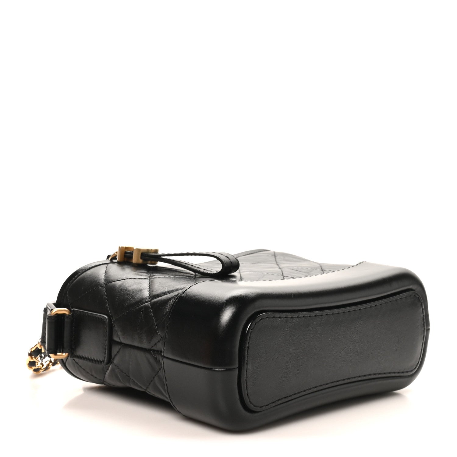 Aged Calfskin Quilted Small Gabrielle Hobo Black