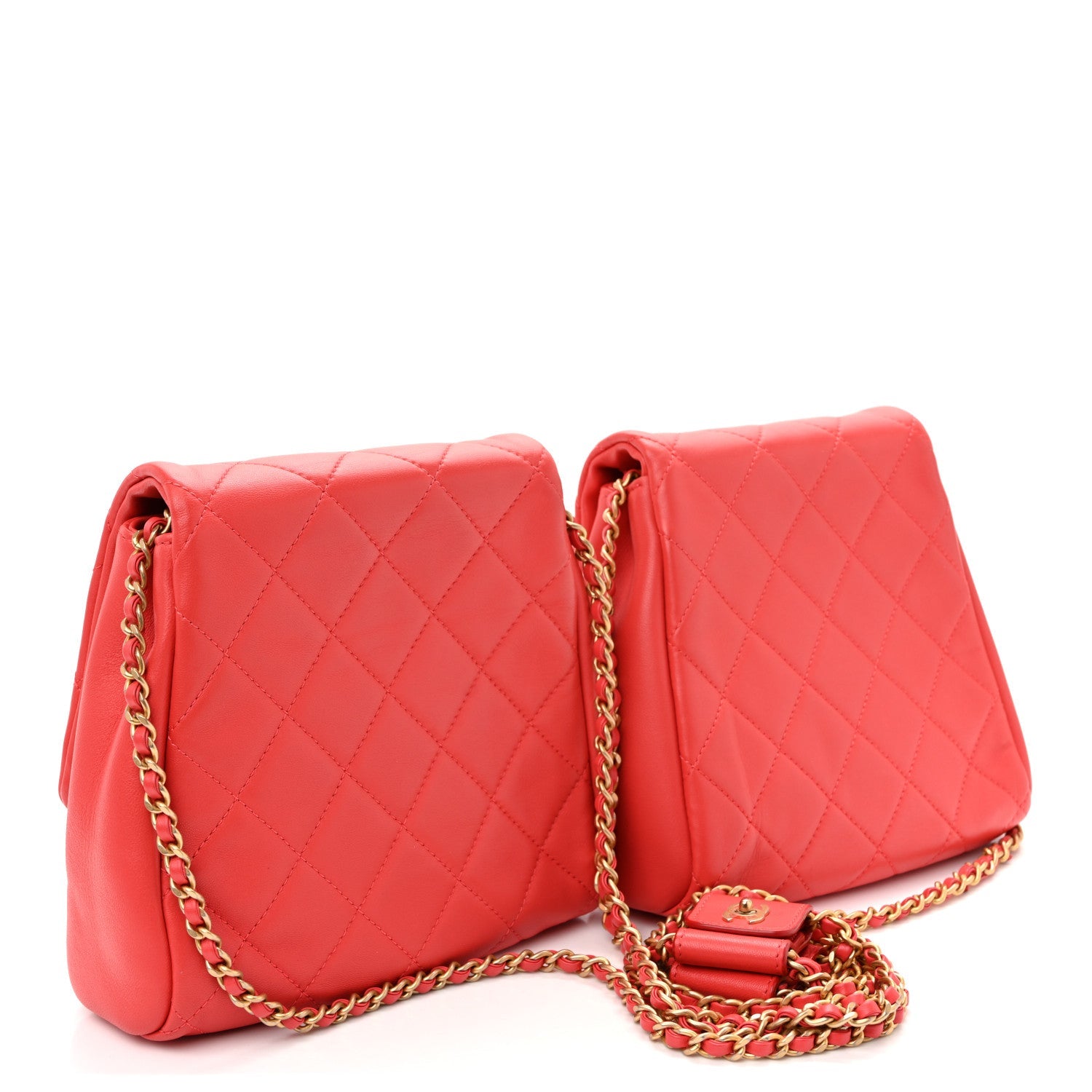 Lambskin Quilted Side-Packs Red