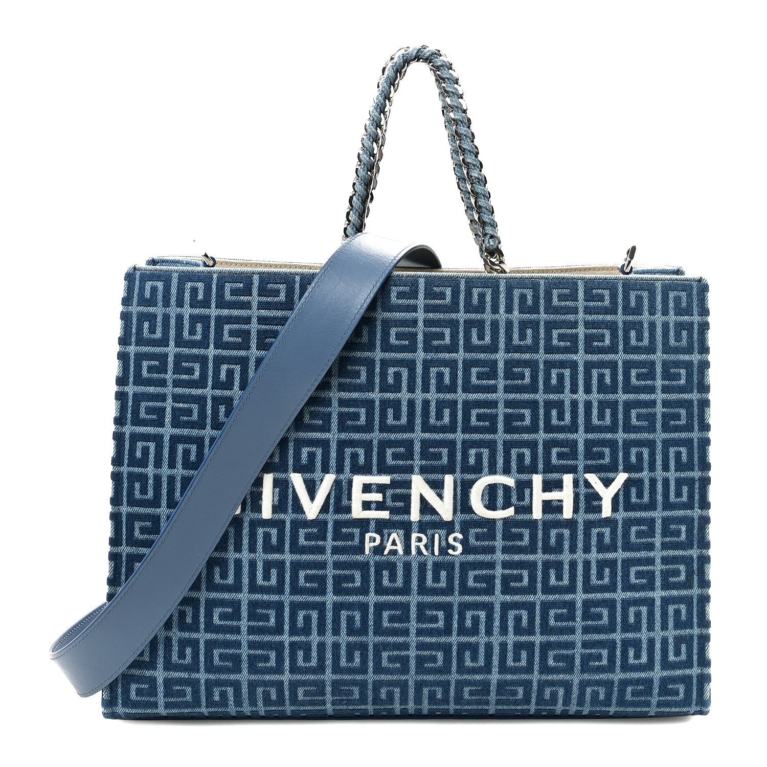 Denim 4G Medium Chain Tote Blue