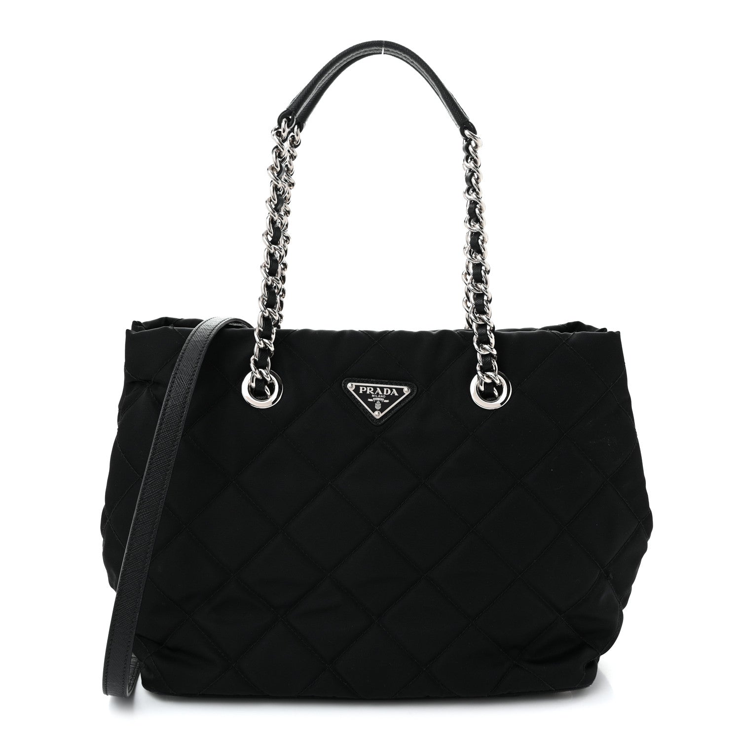 Nylon Tessuto Impuntu Quilted Tote Black