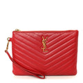 Calfskin Matelasse Chevron Monogram A5 Wristlet Bandana Red
