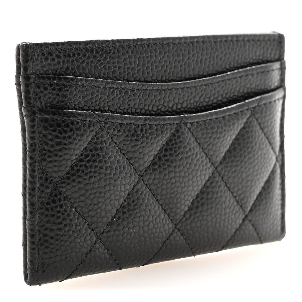 Caviar Quilted Card Holder Black