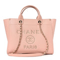 Caviar Small Studded Deauville Tote Light Pink