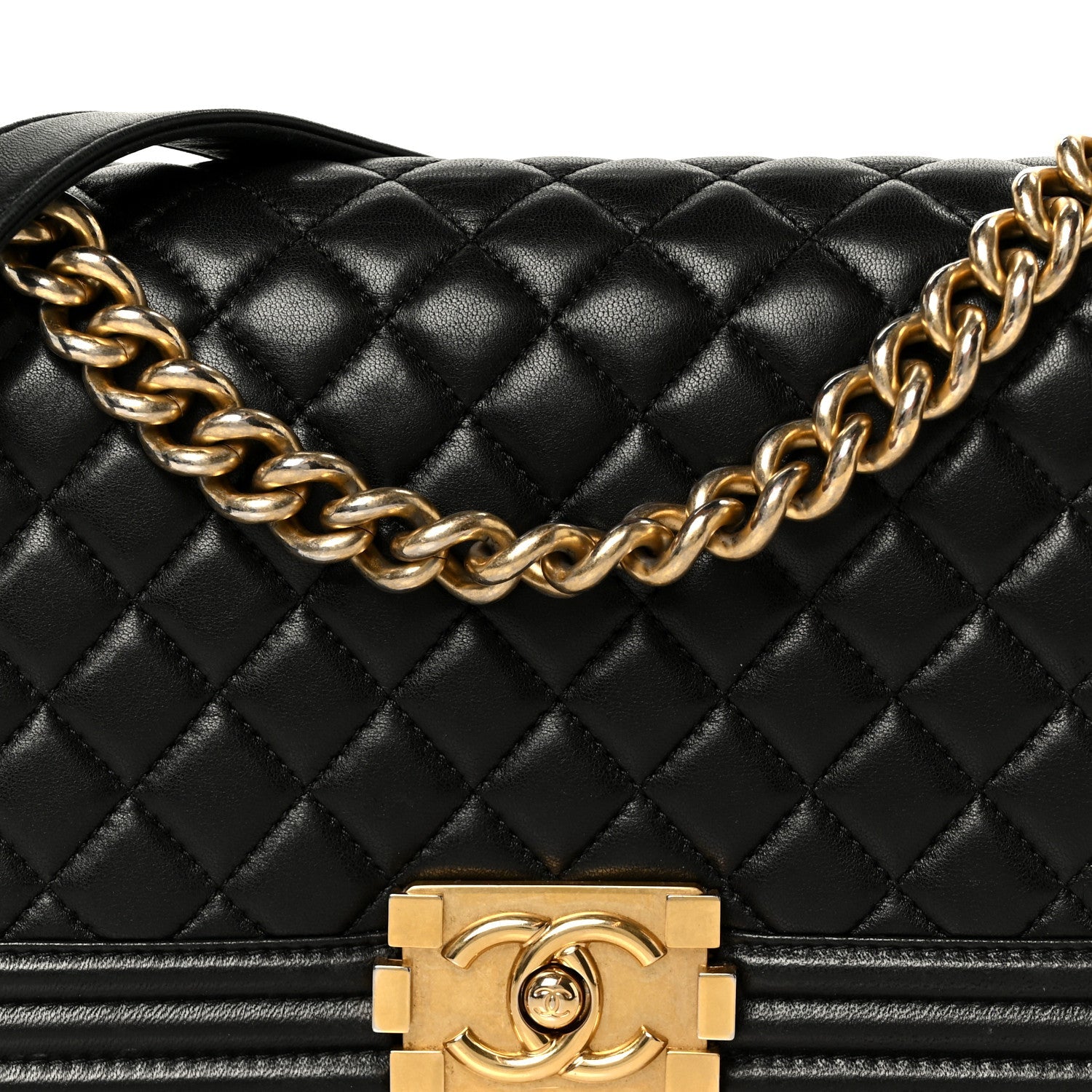 Lambskin Quilted Medium Boy Flap Black