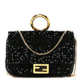 Crystal Vitello King Beaded Nano Baguette Charm Black