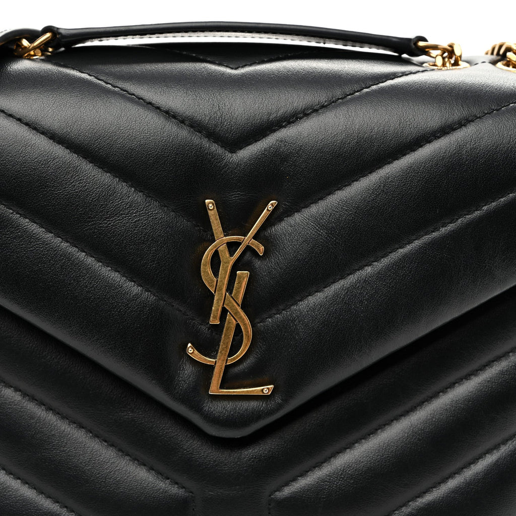 Calfskin Y Quilted Monogram Small Loulou Chain Satchel Black