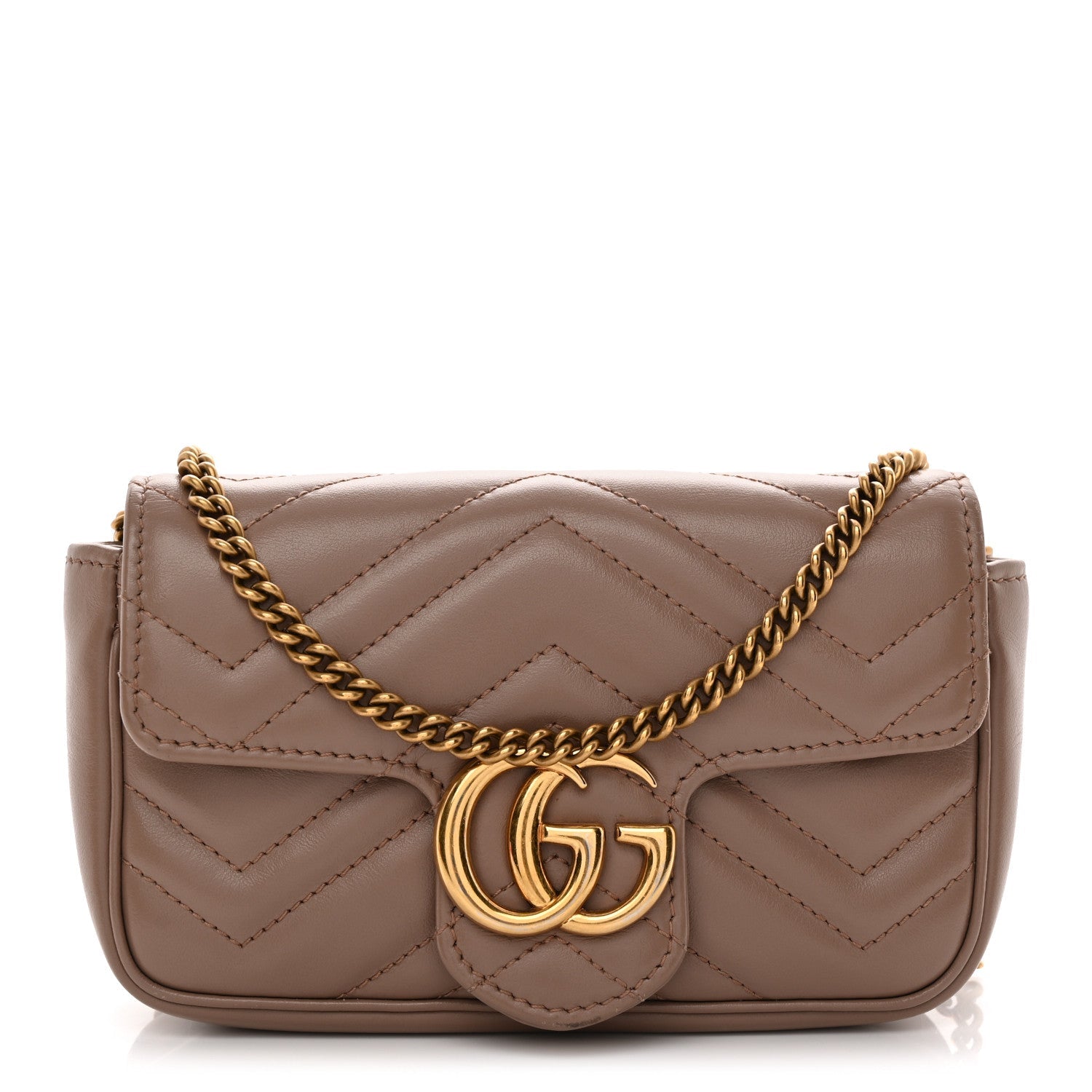 Calfskin Matelasse Super Mini GG Marmont Shoulder Bag Porcelain Rose