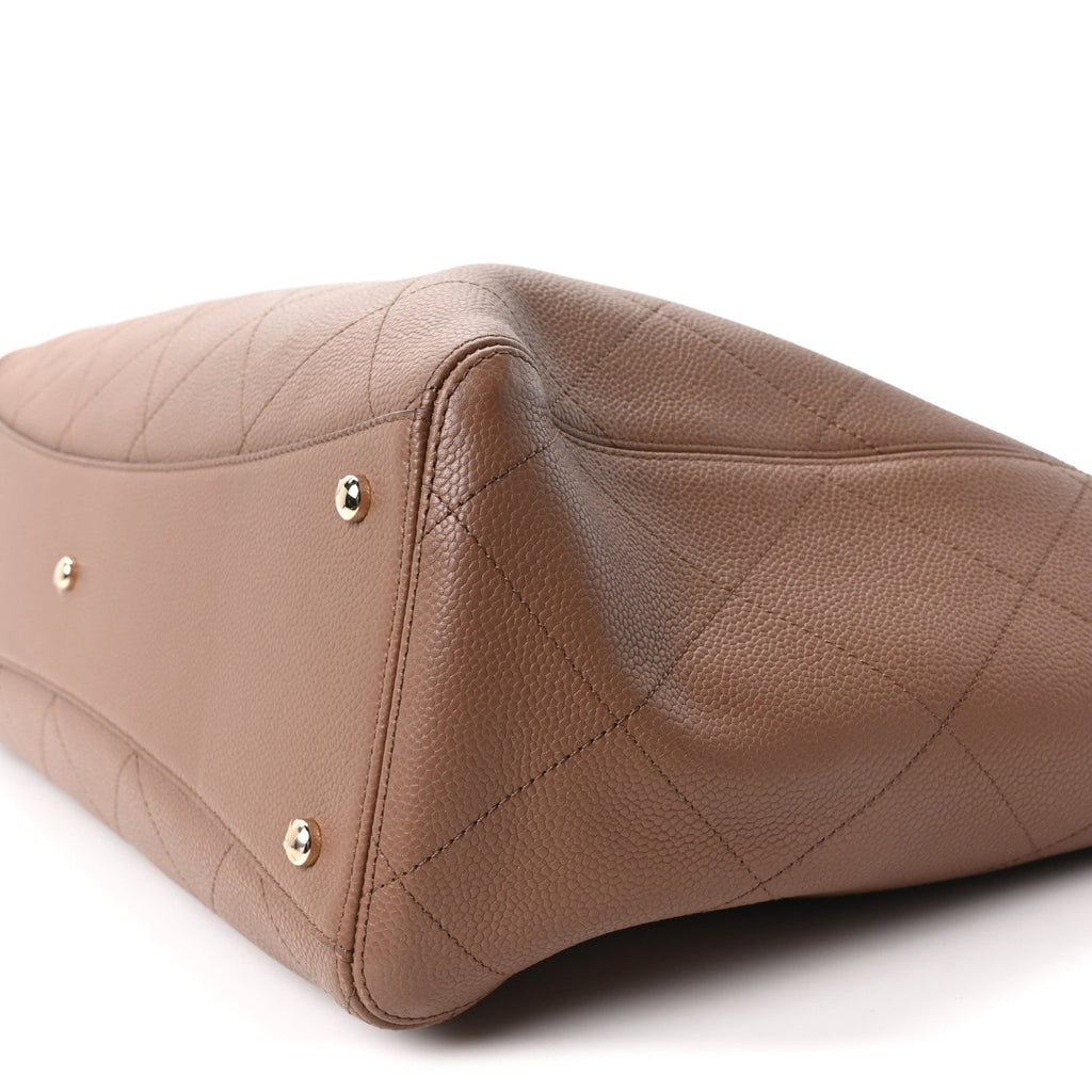 Grained Calfskin Maxi Shopping Bag Brown