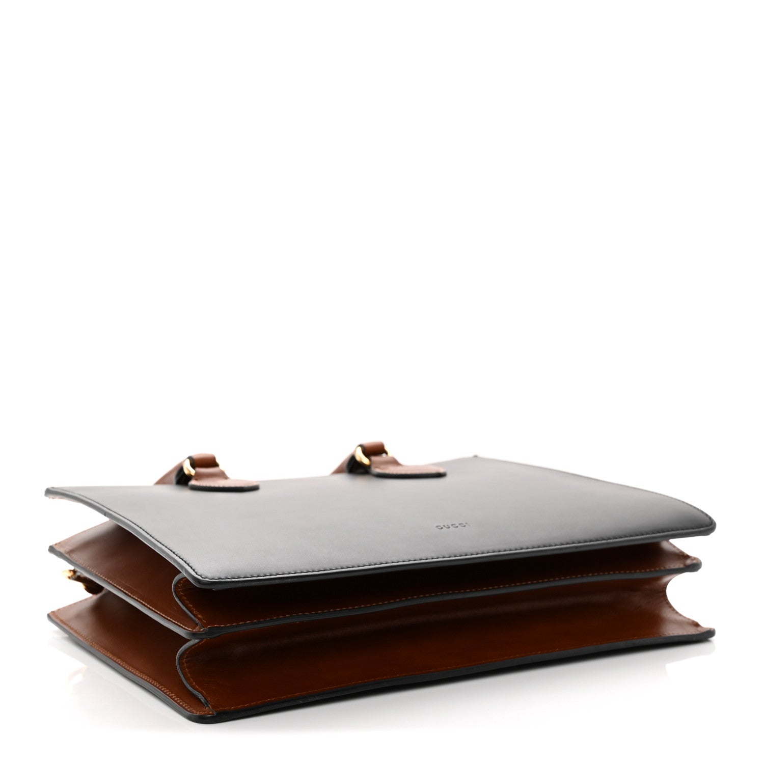 Calfskin Small Top Handle Bag Navy Brown