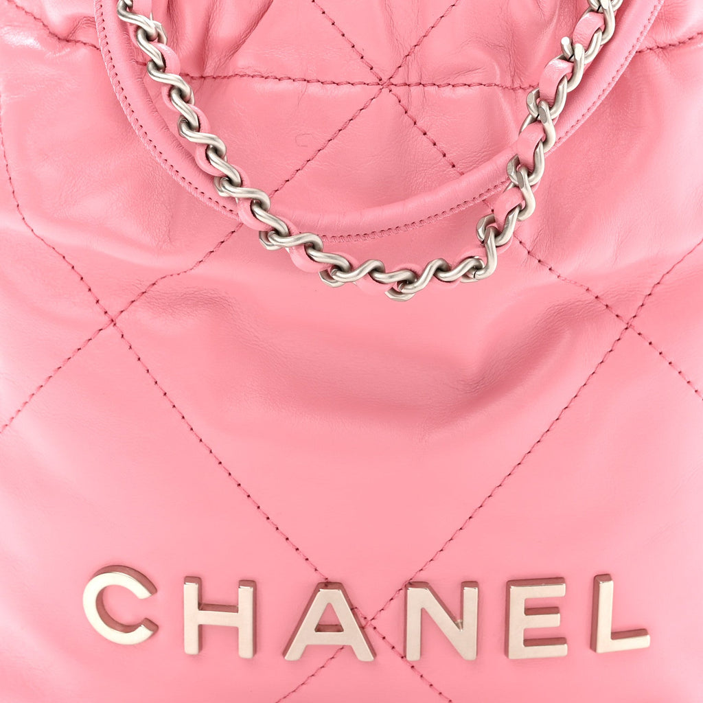 Shiny Calfskin Quilted Mini Chanel 22 Pink