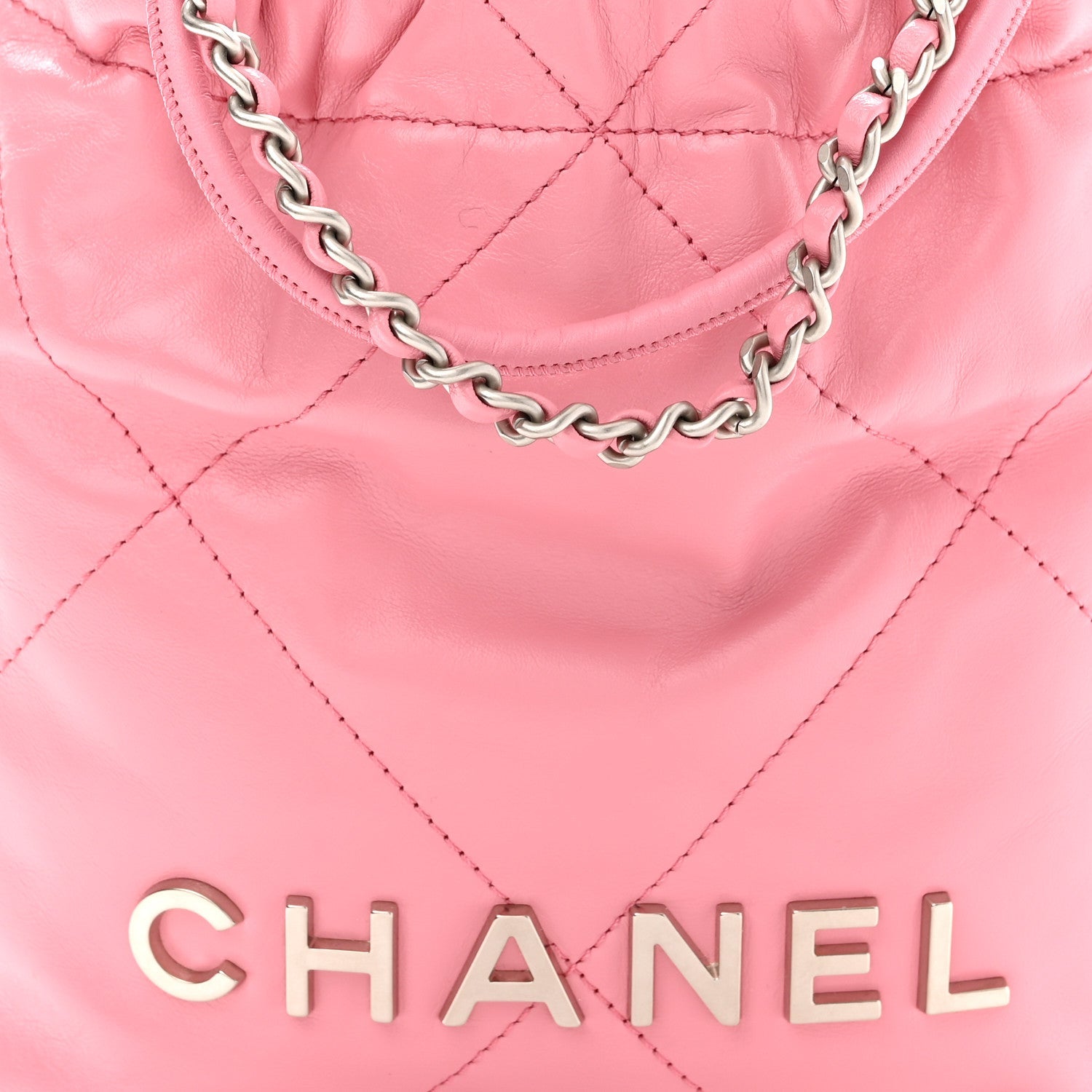 Shiny Calfskin Quilted Mini Chanel 22 Pink