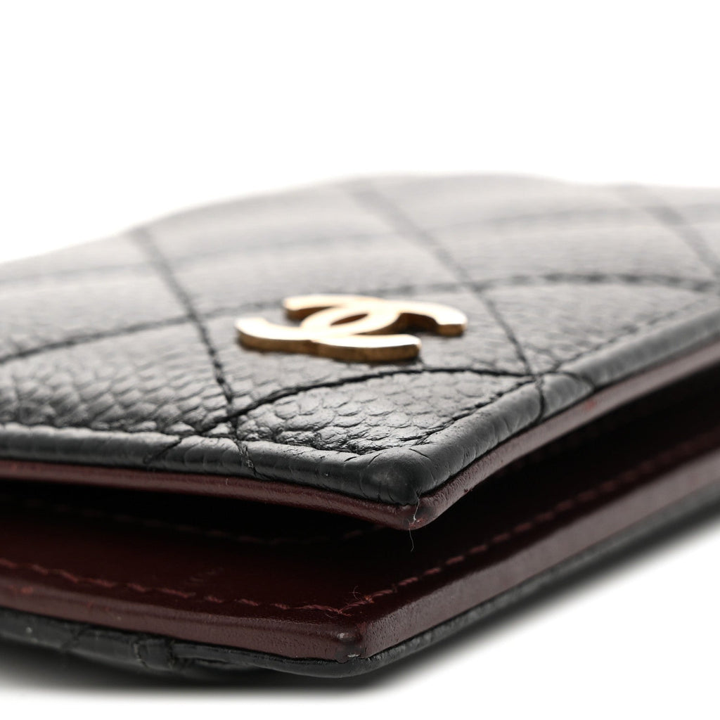 Caviar Quilted Card Holder Wallet Black