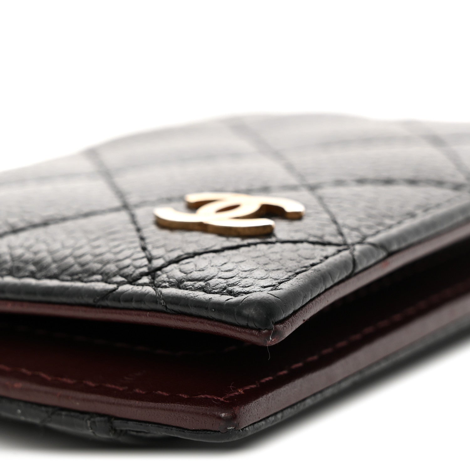 Caviar Quilted Card Holder Wallet Black