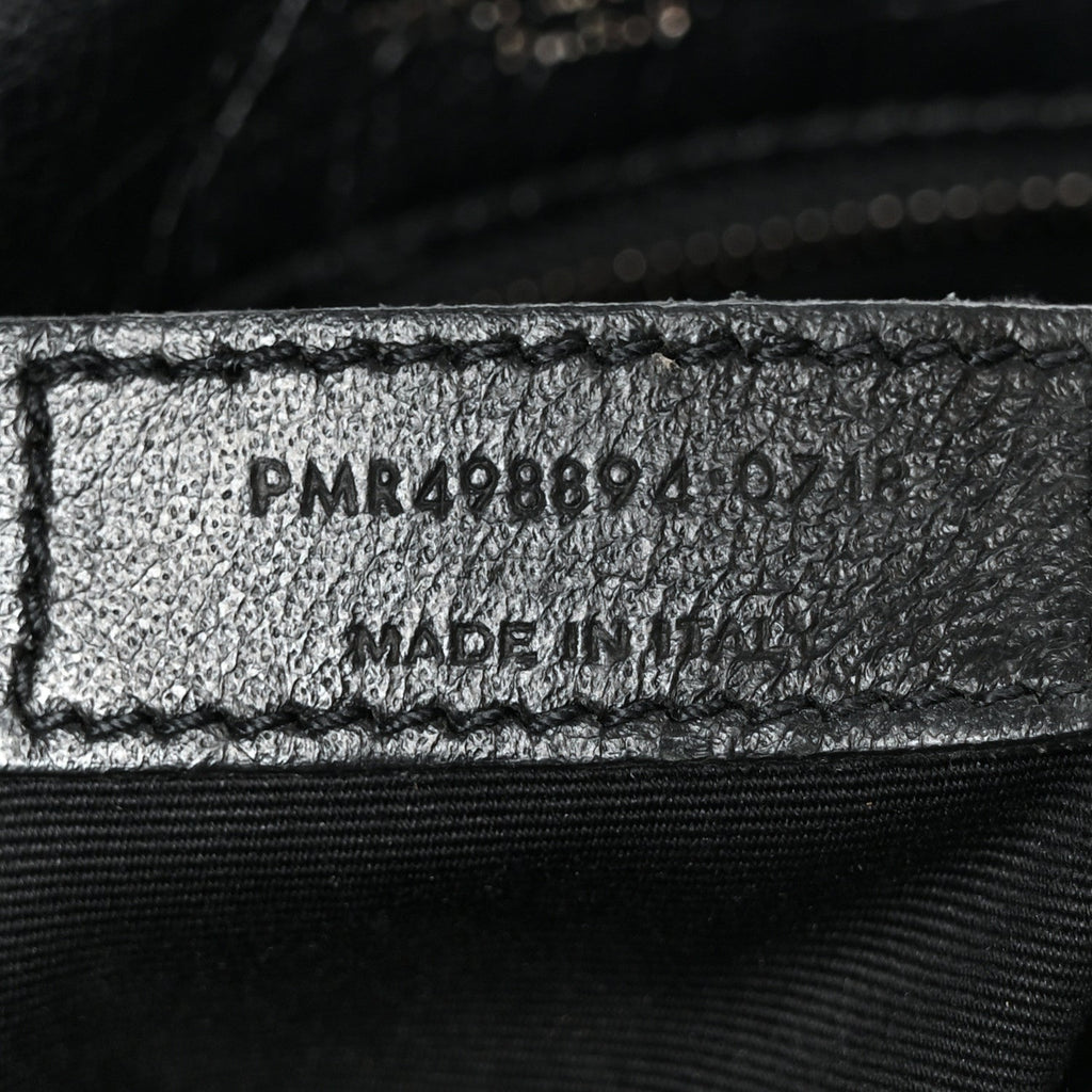 Crinkled Calfskin Matelasse Monogram Medium Niki Chain Satchel Black