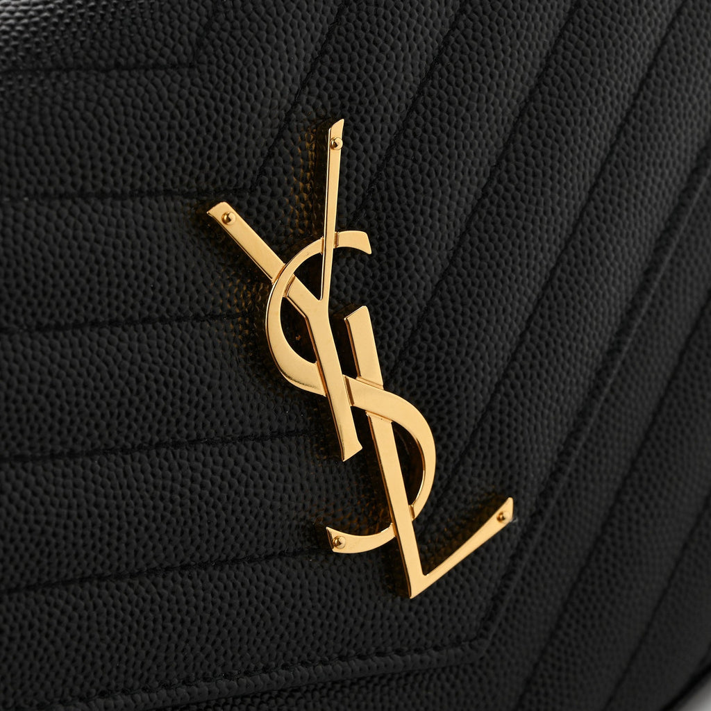 Grain De Poudre Matelasse Chevron Monogram Chain Wallet Black