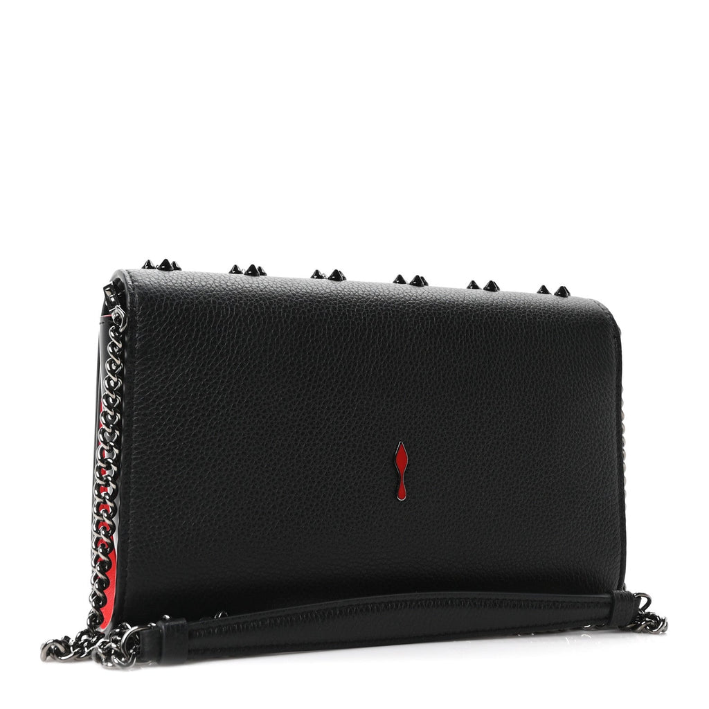 Calfskin Spikes Loubinthesky Paloma Clutch Black