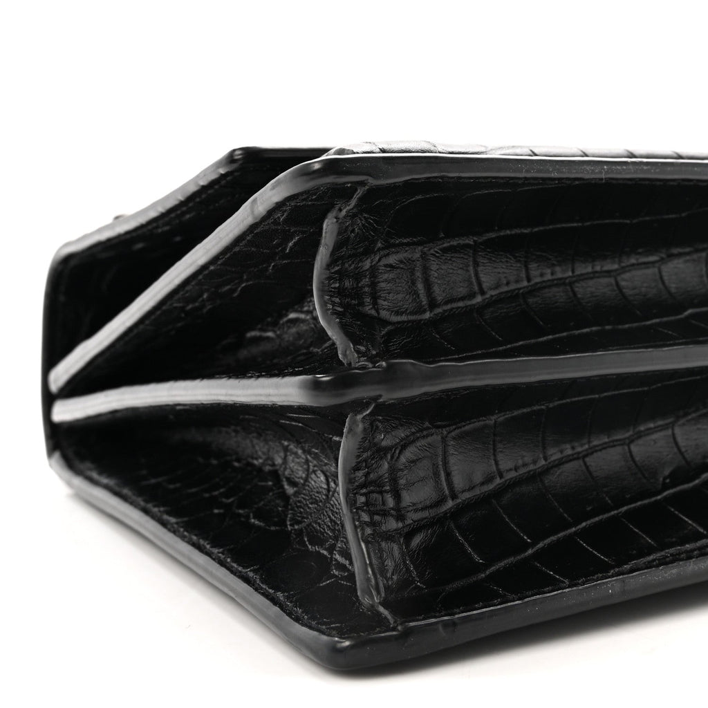 Calfskin Crocodile Embossed Medium Monogram Sunset  Black